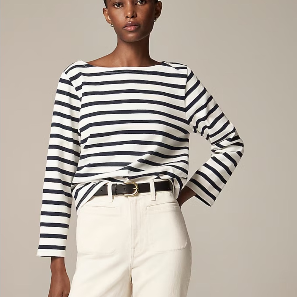 J Crew Classic mariner cloth boatneck T-shirt in stripe